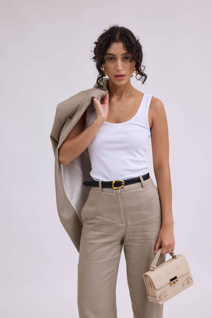 Harper Leather Belt with Asymmetrical Buckle