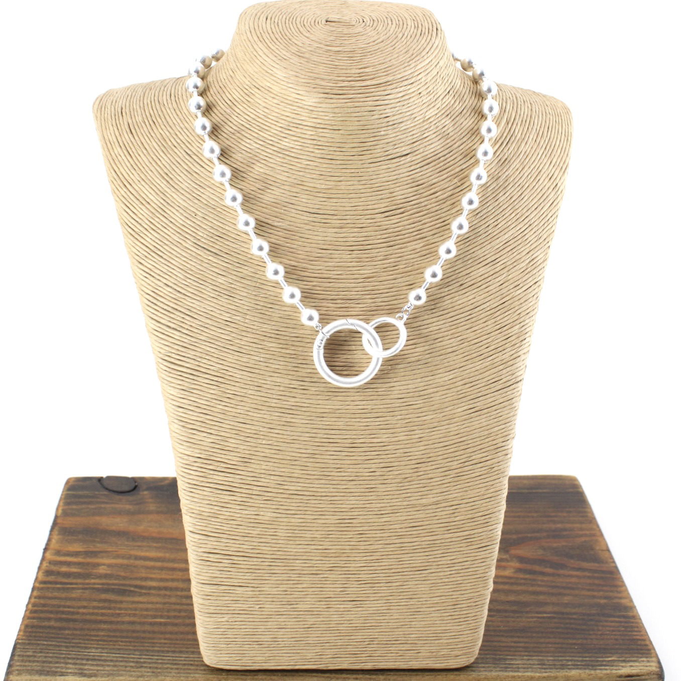 N24199 Double Ring Closure Bead Chain Necklace (18")