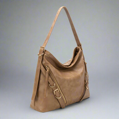Sloane Tan Recycled Vegan Shoulder Bag