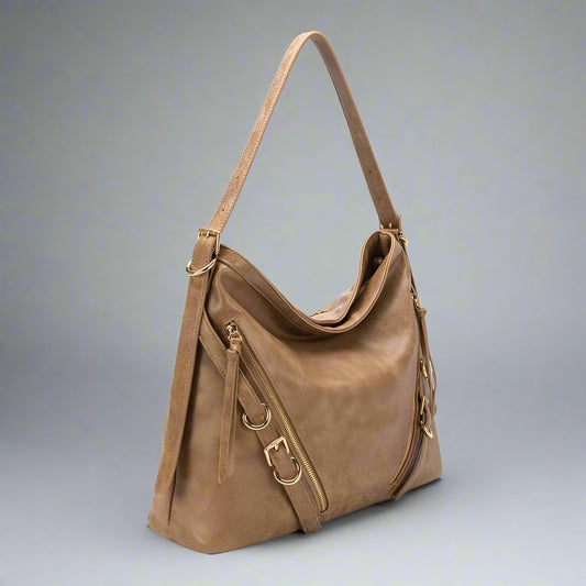 Sloane Tan Recycled Vegan Shoulder Bag