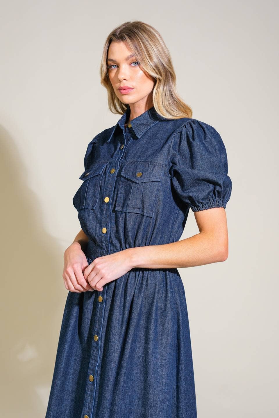 Emery Washed Denim Midi Dress