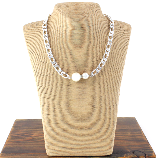 N23041 Chain Link Pearl Necklace