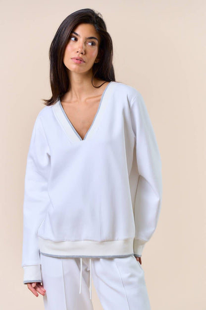 Colette V-Neck Sweater (Off White)
