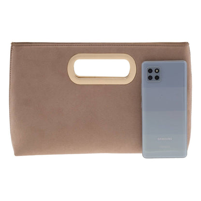 Celeste Top Handle Faux Suede Clutch