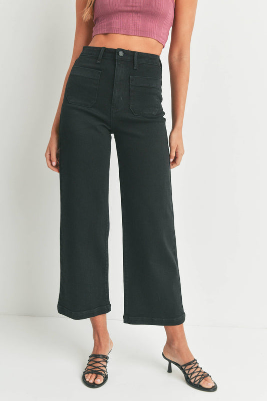 Caroline Jeans – Patch Pocket Wide Leg (Black)