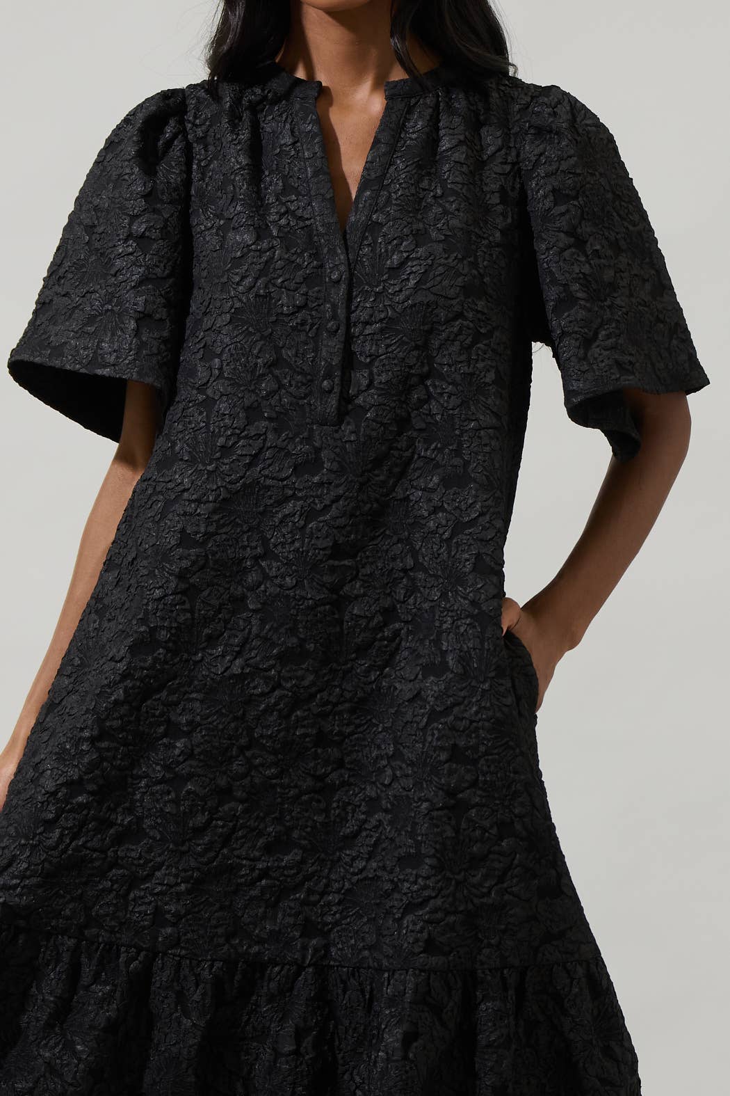 The Arielle Dress — Jacquard Floral Midi