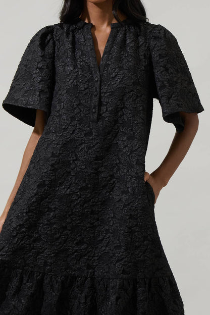 The Arielle Dress — Jacquard Floral Midi