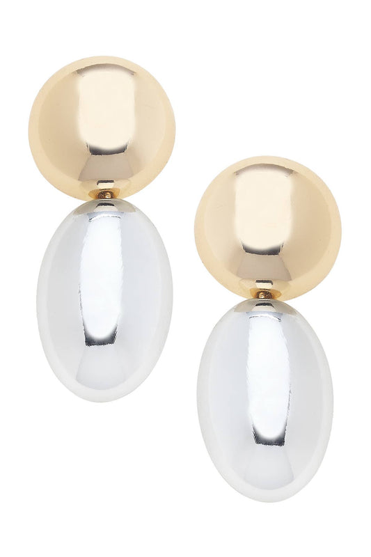 Beckett Oval Drop Earrings (Shiny Two-Tone)