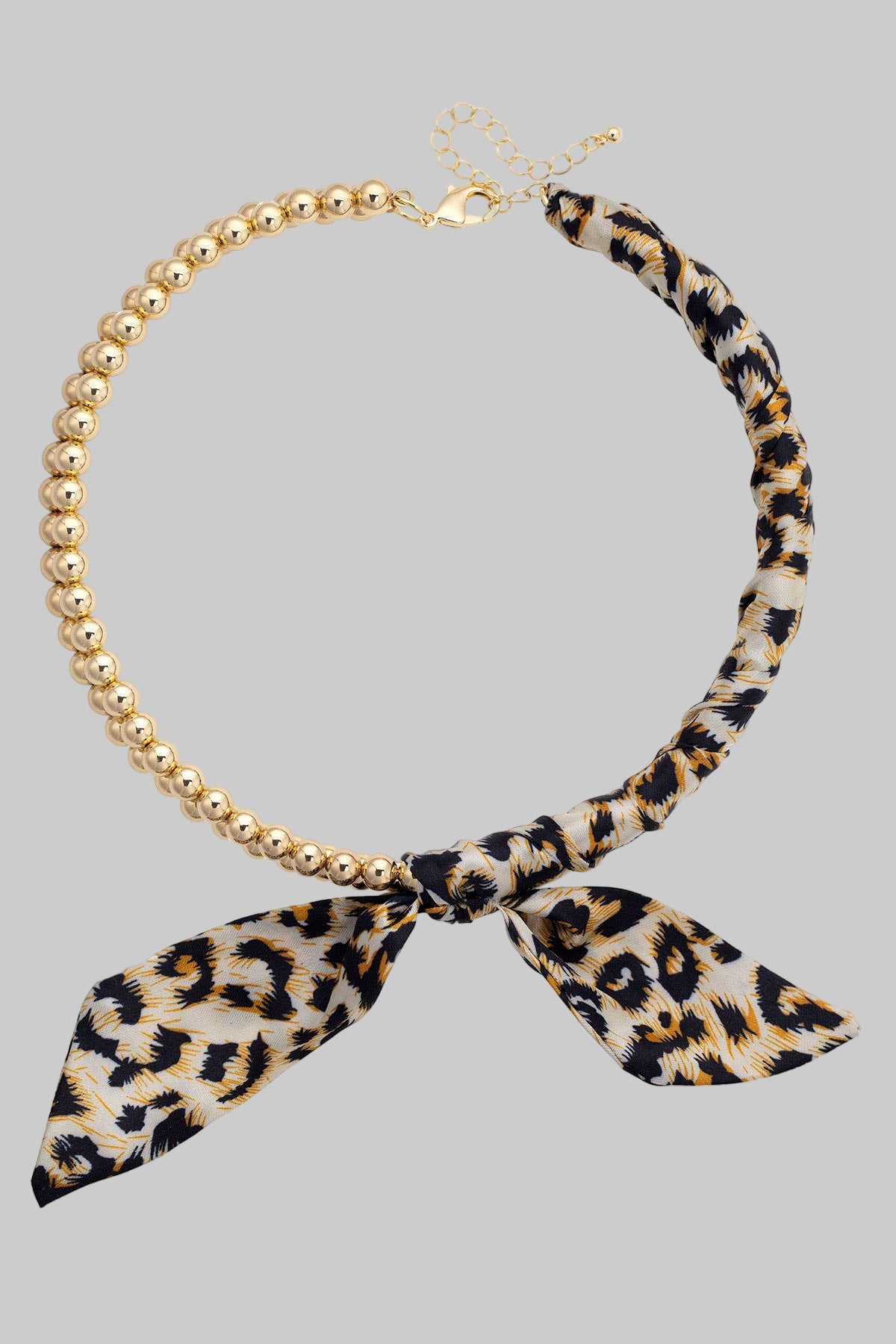 Maia Ball Bead Scarf Necklace in Leopard