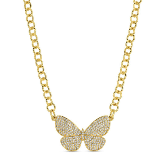 Flutter Butterfly Statement Necklace — Gold