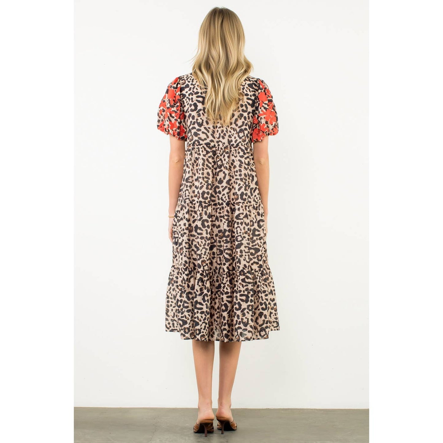 The Maren Dress — Embroidered Puff Sleeve Cheetah Dress