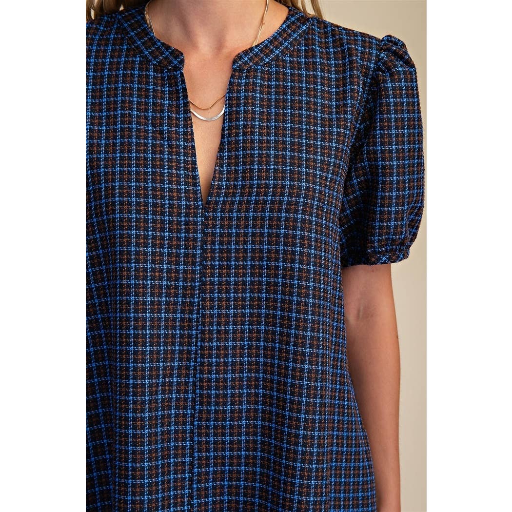 The Eliza V-Neck Flutter Mini Dress — Navy