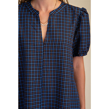 The Eliza V-Neck Flutter Mini Dress — Navy