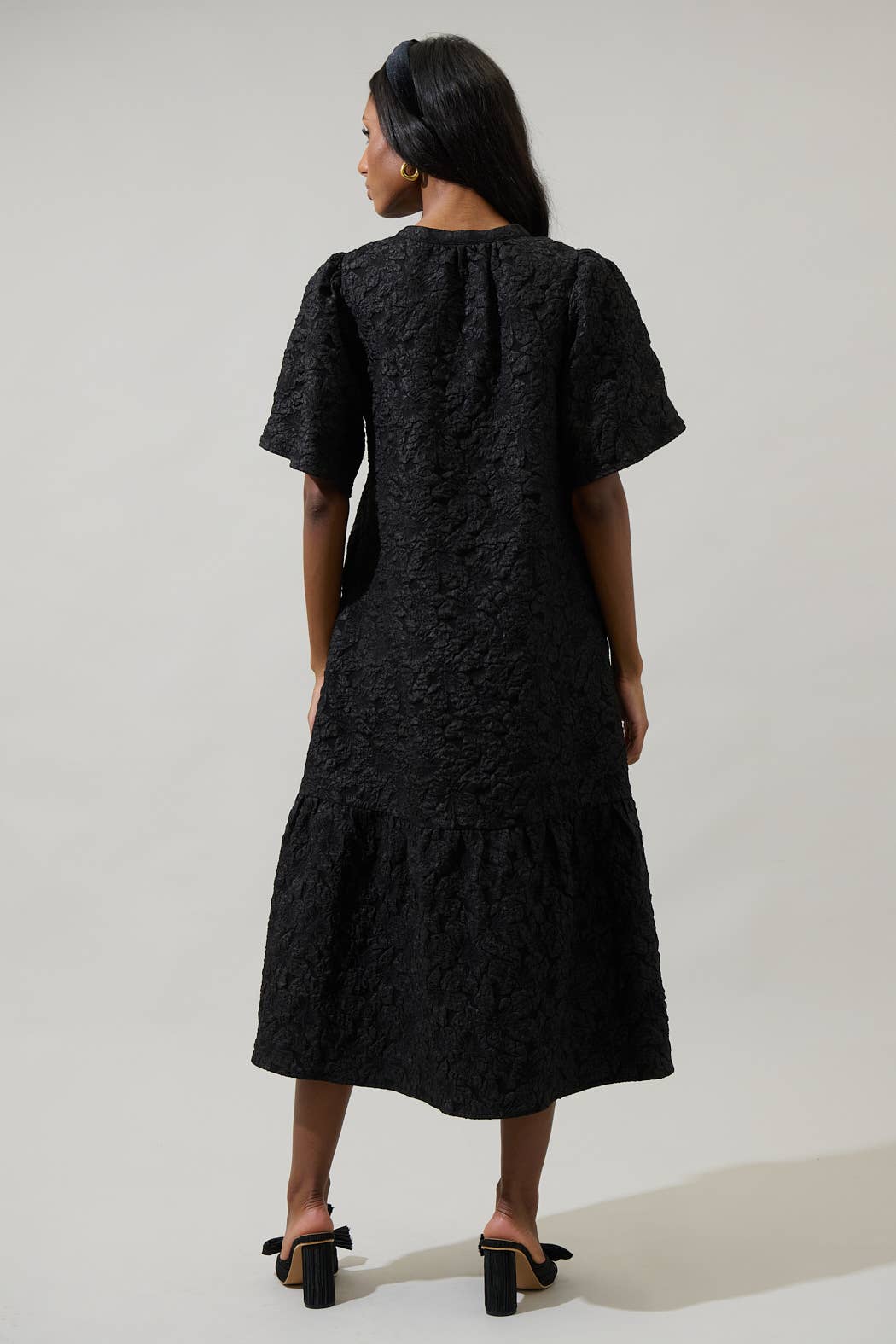 The Arielle Dress — Jacquard Floral Midi