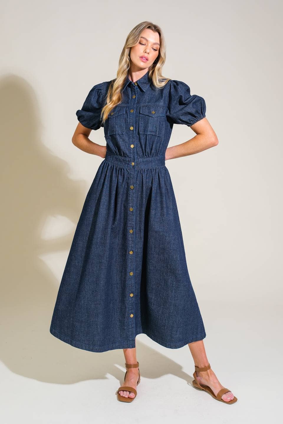 Emery Washed Denim Midi Dress