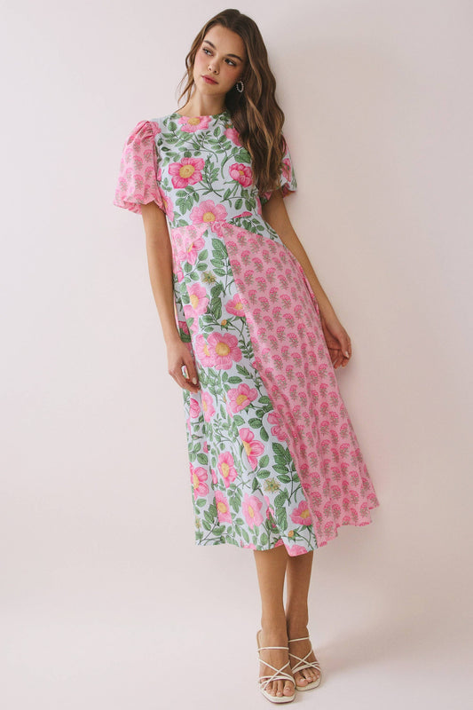 Victoria Garden Gala Dress – Pink Mixed Floral