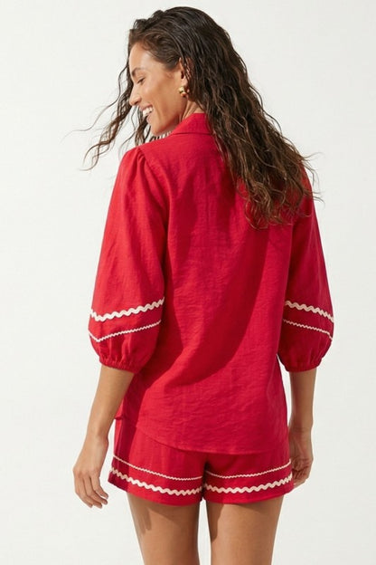 Scarlet Linen Trim Shorts