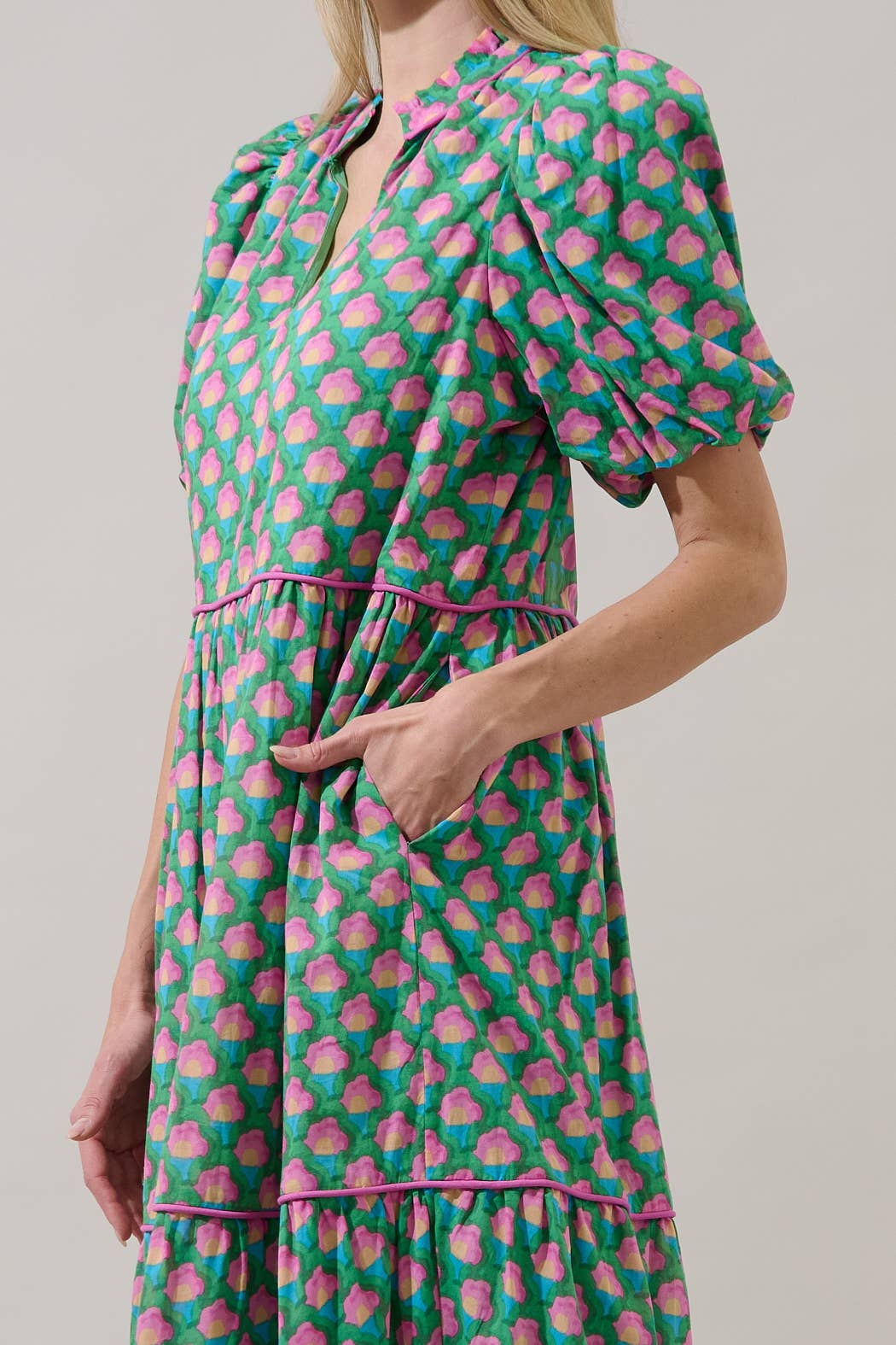 Sugarlips Gercy Renley tiered maxi dress with flowing fabric and layered design, perfect for summer or casual occasions.