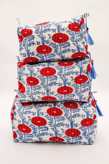 Inner Child Araminta Bloom medium toiletry bag with floral pattern and zipper closure, designed for travel and organization.