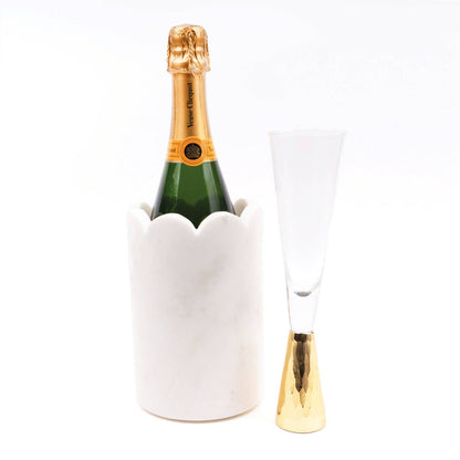 White Marble Scalloped Wine & Champagne Chiller