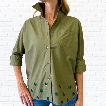 Abby Swing Sequin Top – Olive