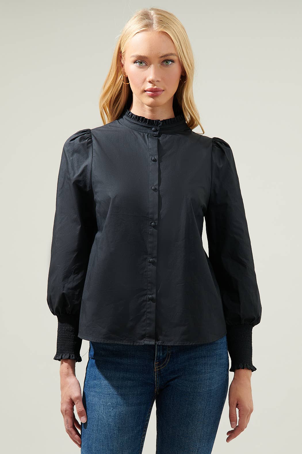 Sophia Ruffle Button-Down Top