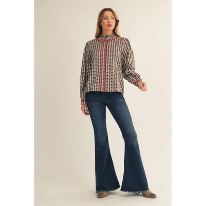 Off-white floral top by STYLE USA, The Rowan Vintage Floral Top with delicate vintage-inspired floral print and soft fabric.