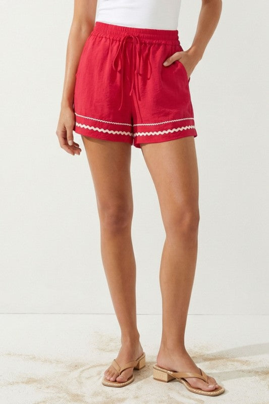 Scarlet Linen Trim Shorts