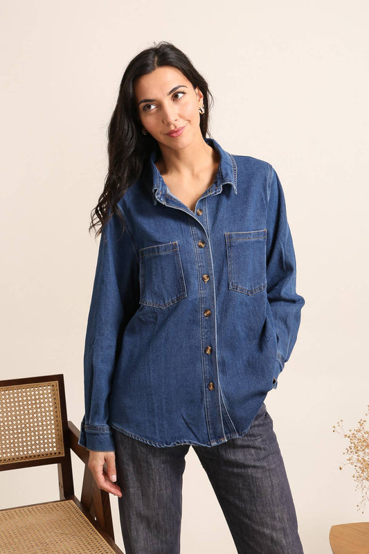 Everyday Stretch Denim Shirt — English Blue