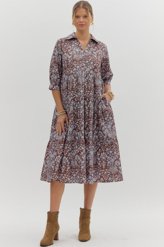 Briar Ruffle Mock-Neck Dress Entro