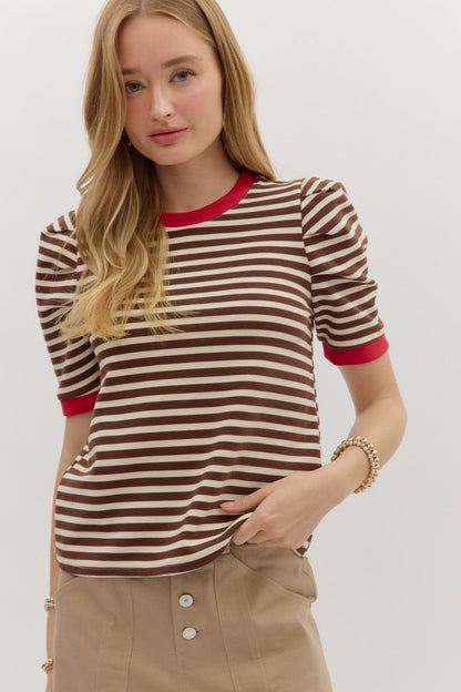 Ember Stripe Accent Knit Top Entro