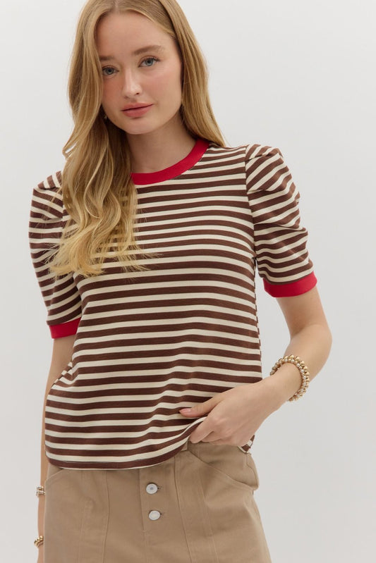 Ember Stripe Accent Knit Top Entro