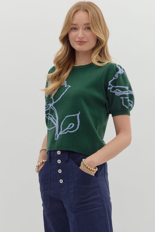 Isabelle Floral Puff Sleeve Sweater Entro