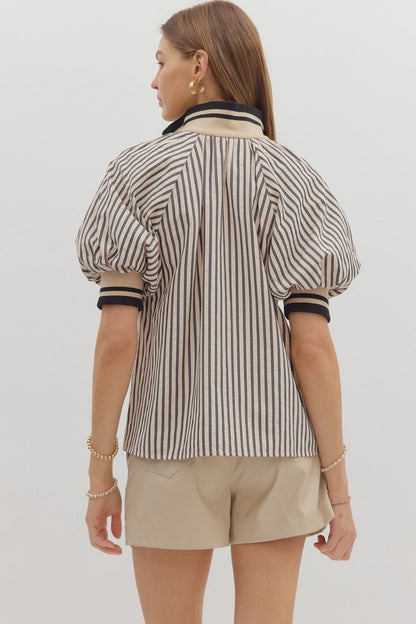 Noelle Ribbed Knit Puff Sleeve Top Entro