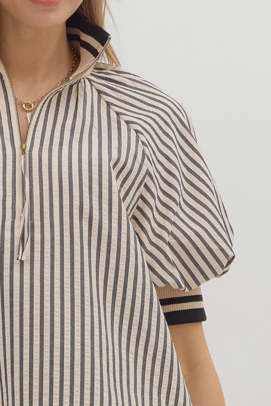 Noelle Ribbed Knit Puff Sleeve Top Entro
