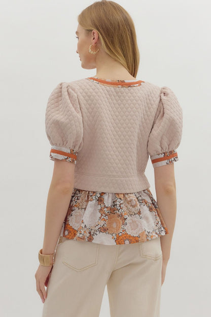 Mae Floral Ruffle Accent Knit Top Entro