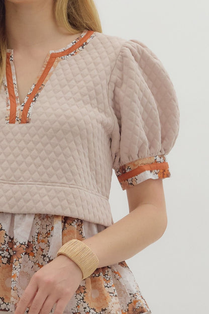 Mae Floral Ruffle Accent Knit Top Entro