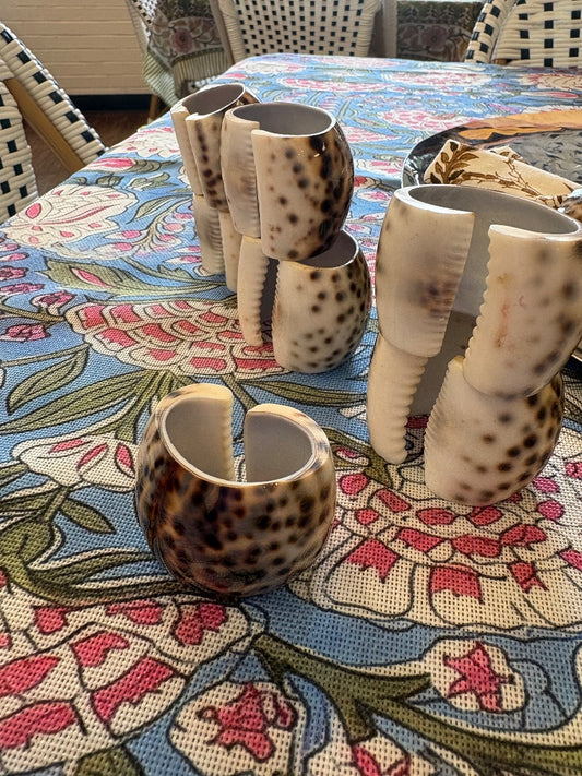 Set of 8 Tiger Cowrie Shell Cups by Unknown