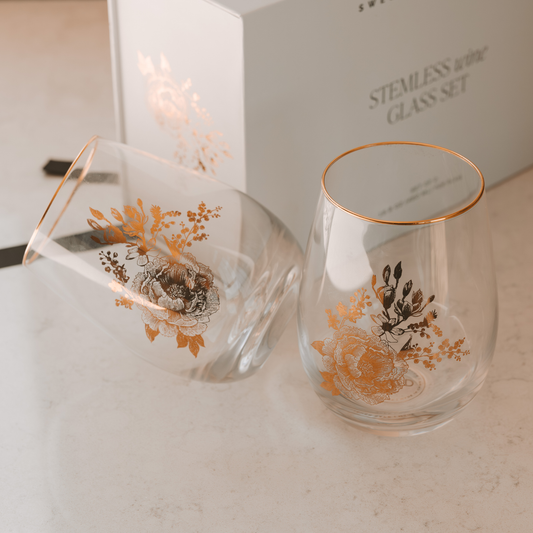 Delft Stemless Wine Glasses – Set of 2