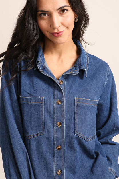 Everyday Stretch Denim Shirt — English Blue