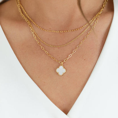 Layered Quatrefoil Necklace — Gold