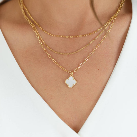 Layered Quatrefoil Necklace — Gold