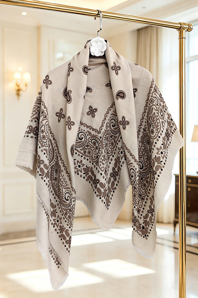 Paisley Faux Cashmere Scarf & Shawl — Beige