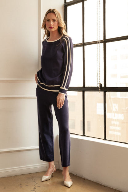 Sabine Navy Sweater Pants in Navy