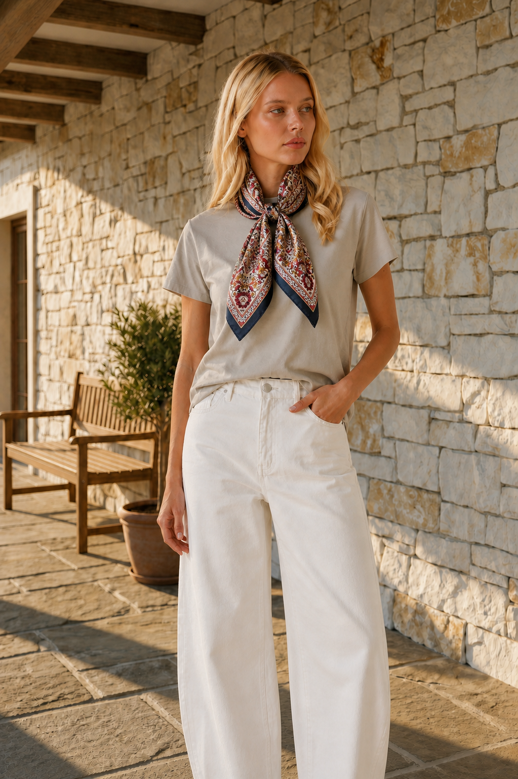 The Equestrian Navy Floral Scarf styled for the Alice & Elizabeth Fall Society Collection