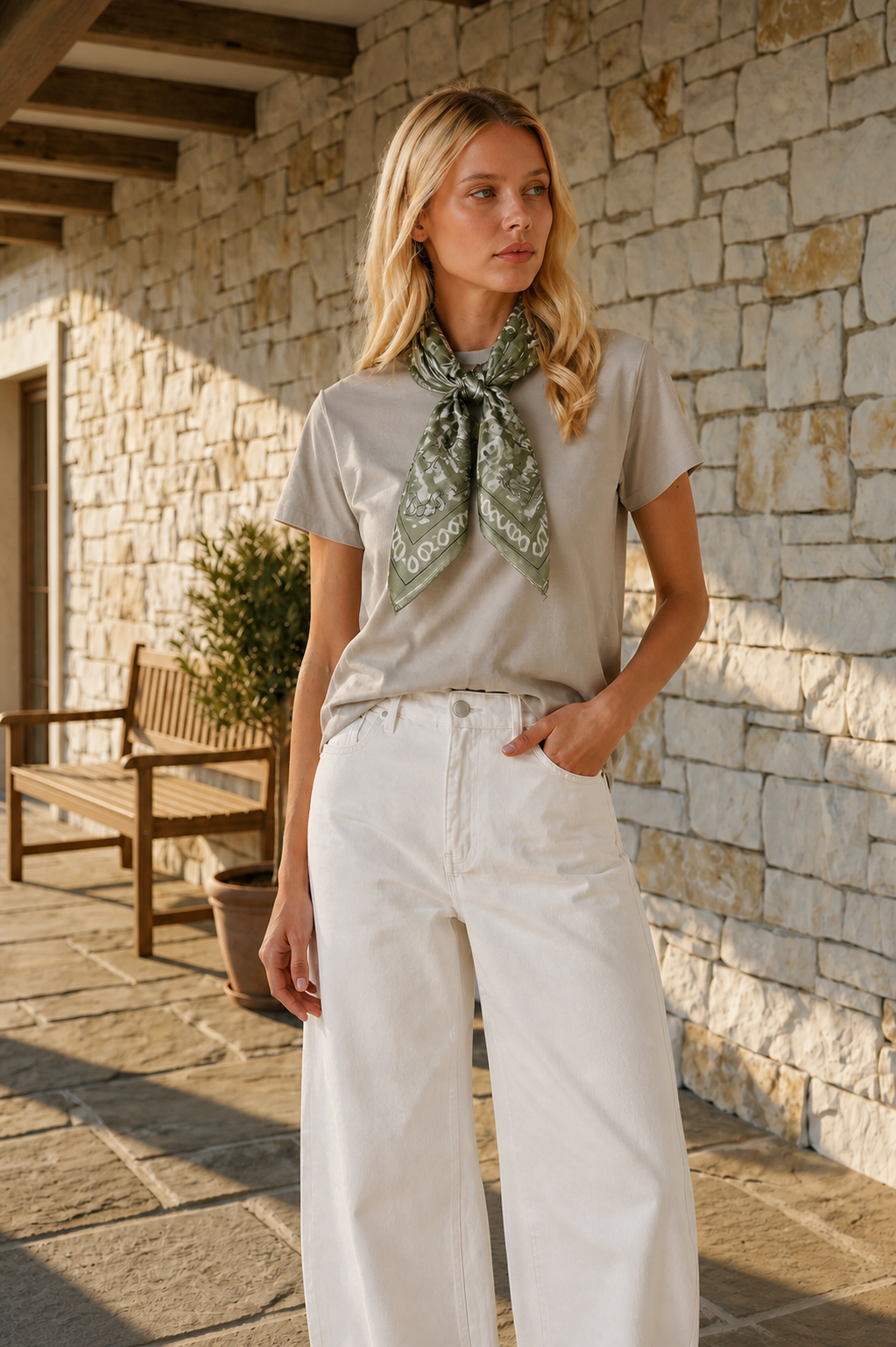 The Sage Paisley Square Scarf styled for the Alice & Elizabeth Fall Society Collection