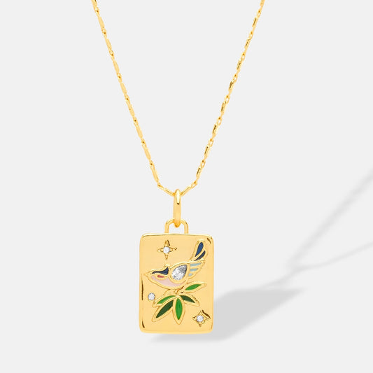 The Songbird Mahjong Tile Necklace songbird side