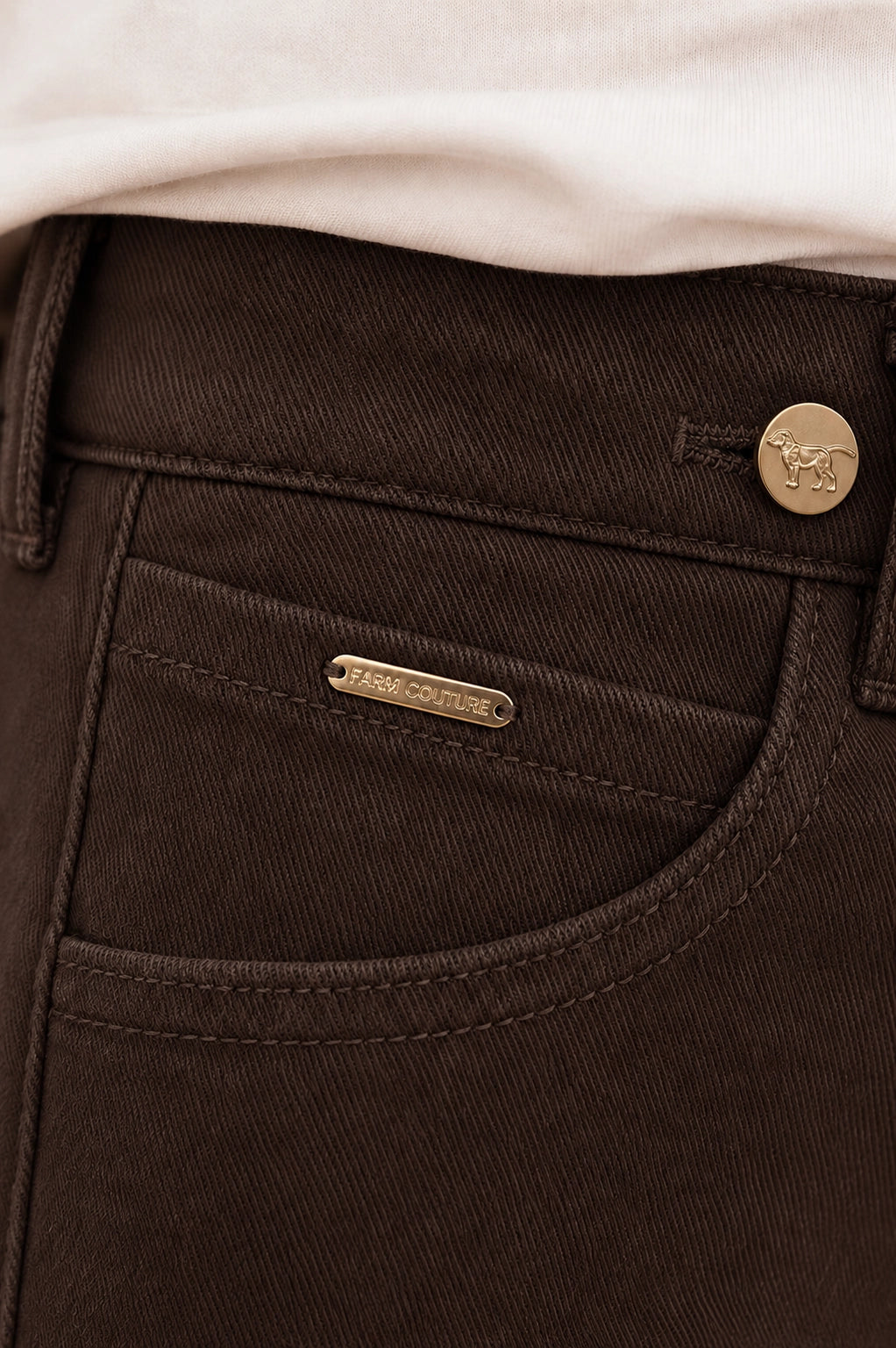 The Wendi Chocolate Trouser equestrian hardware detail