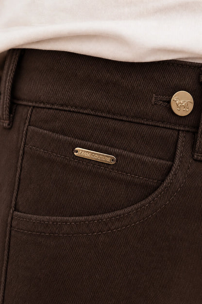 The Wendi Chocolate Trouser equestrian hardware detail