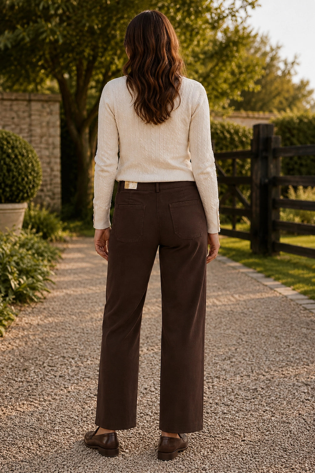 The Wendi Chocolate Trouser back view